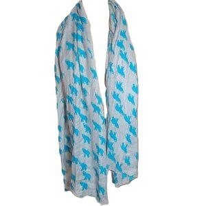 NWT Sophia Costas Elephant Print Scarf Fair Trade Sustainable Viscose Blue
